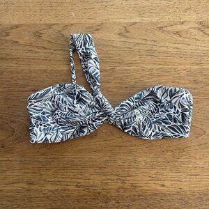 Abercrombie & Fitch Blue Leaf LARGE One Shoulder Bandeau Style Bikini Swim Top